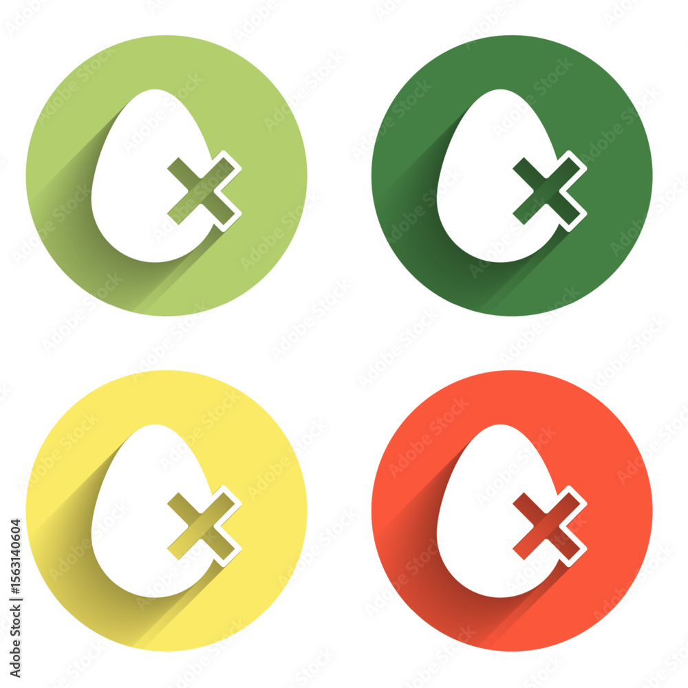 Obraz premium Set No egg icon isolated with long shadow background. Color circle button. Vector