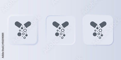 Grey Poisoned pill icon isolated on grey background. Pill with toxin. Dangerous drug. Set icons in square buttons. Vector