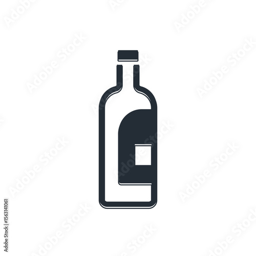 Black Bottle of wine icon isolated on white background. Vector