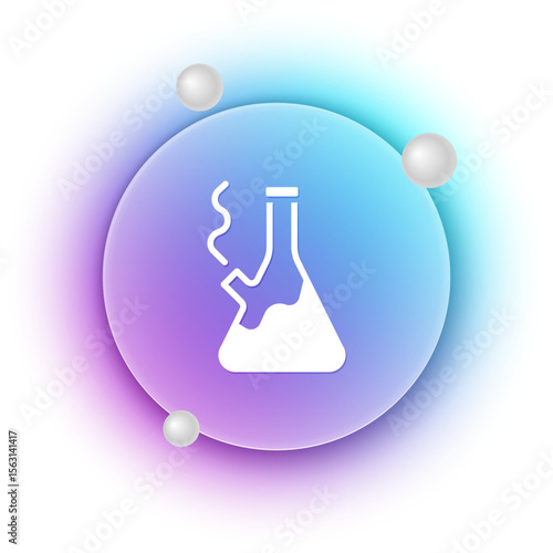 White Glass bong for smoking marijuana or cannabis icon isolated on white background. Blue and purple gradient circle background. Vector