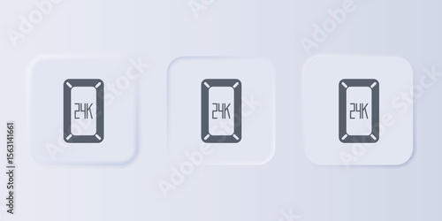 Grey Gold bars 24k icon isolated on grey background. Banking business concept. Set icons in square buttons. Vector