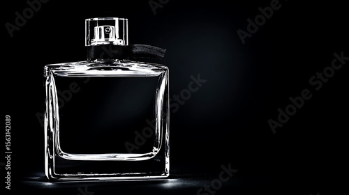 Elegant perfume bottle on black background