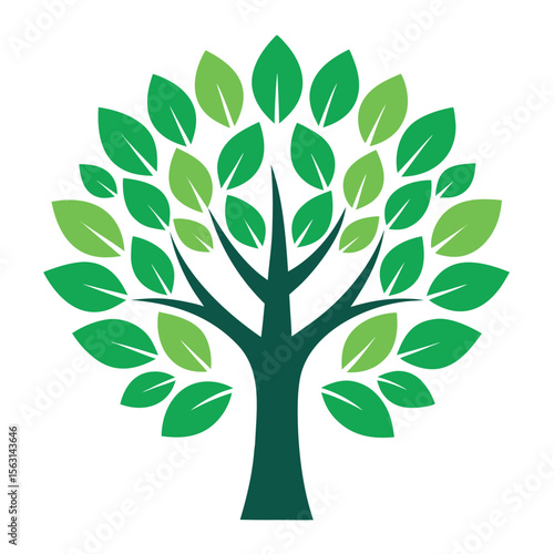A finely crafted vector icon of a tree with individually rendered leaves, showcasing high detail and a realistic or artistic approach to foliage.