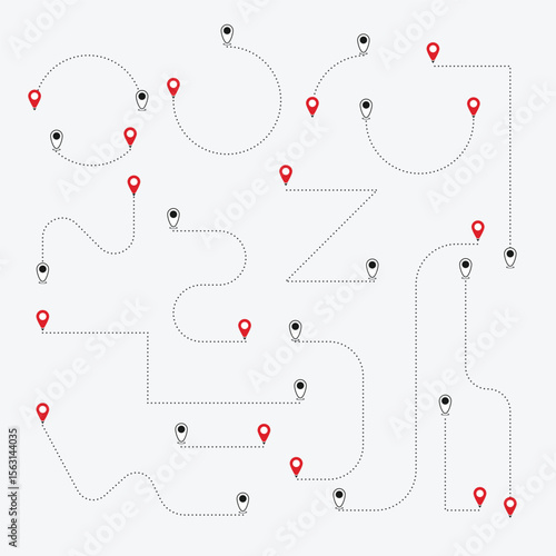 Icon set, symbol we have moved announcement collection design image isolated on white background, dashed line illustration