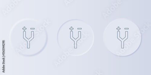 Grey Electric cable icon isolated on grey background. Set icons in square buttons. Vector