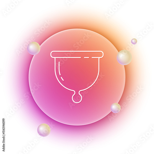 White Menstrual cup icon isolated on white background. Feminine hygiene. Protection for woman in critical days. Orange and pink gradient circle background. Vector