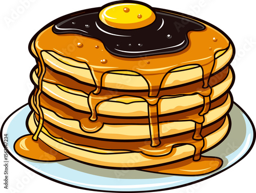 A Stack of Delicious Pancakes with Syrup Drizzled on Top
