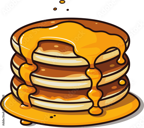 Stack of Pancakes Drenched in Sweet Syrup, Delicious Breakfast Treat