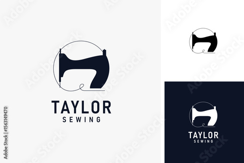 Sewing machine logo symbol icon design