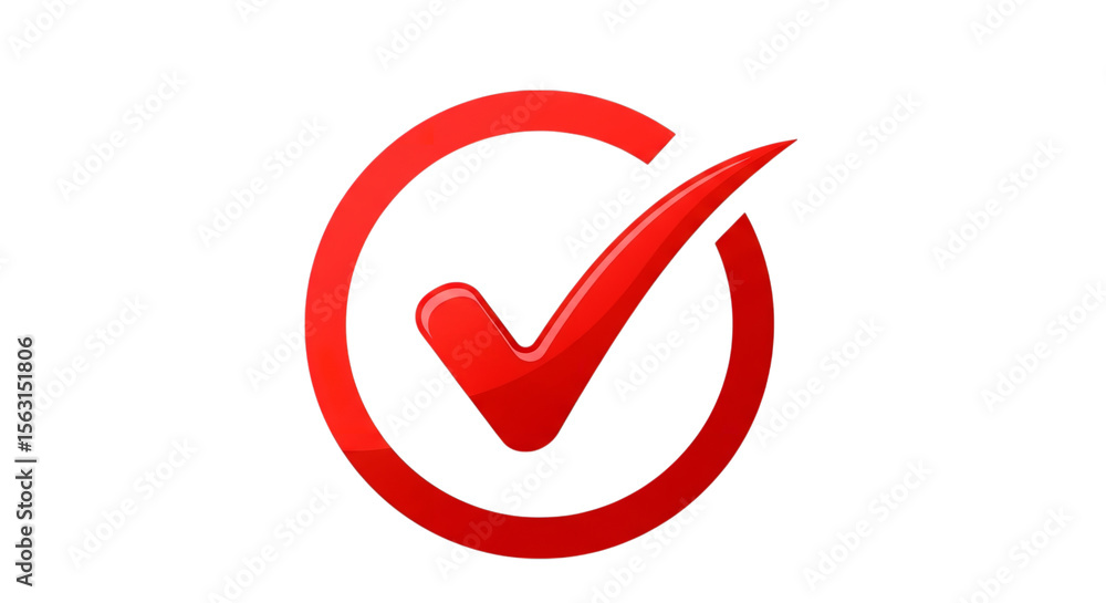 Red check mark icon vector illustration symbol for correct and right on transparent background Red check mark icon vector illustration symbol for correct and right on transparent background