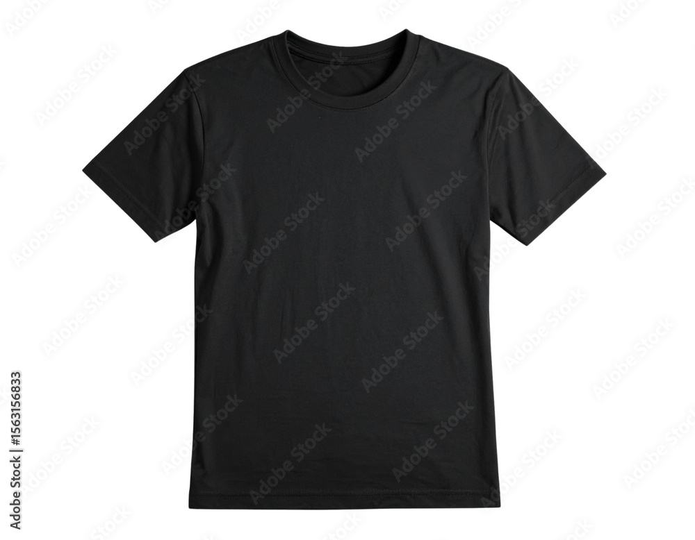 Empty plain black short-sleeve shirt, male or unisex, vector style illustration transparent background. Empty plain black short-sleeve shirt, male or unisex, vector style illustration transparent background.