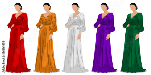 Vector illustration of beautiful woman wearing beautiful dress
