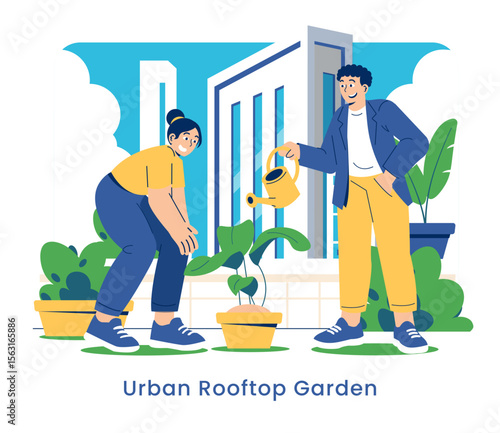 Sustainable Urban Development. Flat Vector Illustration