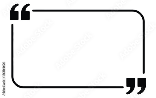 Minimalist black quotation mark frame vector with clean rectangular outline, ideal for highlighting text in modern layouts and quotes