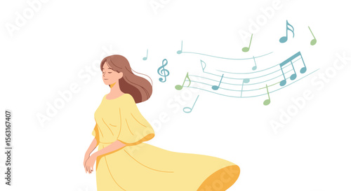 Melodic Reverie: Woman Lost in the Sounds of Music