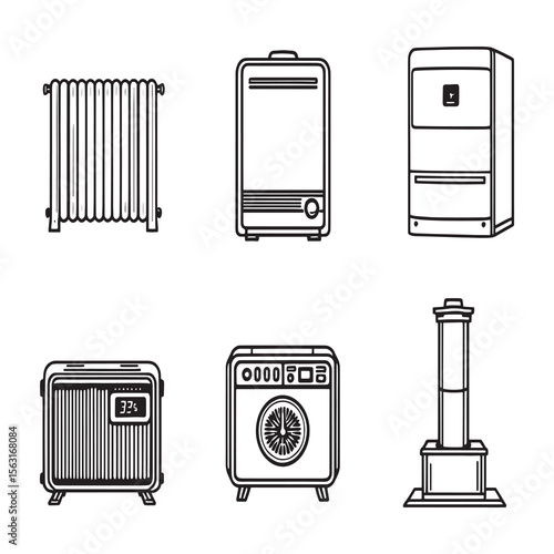 central heating system illustration simple line art design