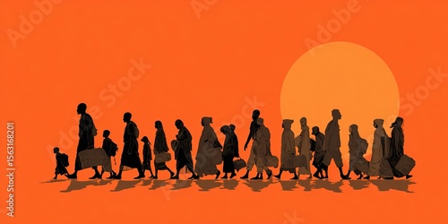 Design for World Refugee Day with a refugee theme. Concept Refugee stories, Advocacy for refugees, Refugee resilience, Refugees contributions, Empathy towards refugees. High quality