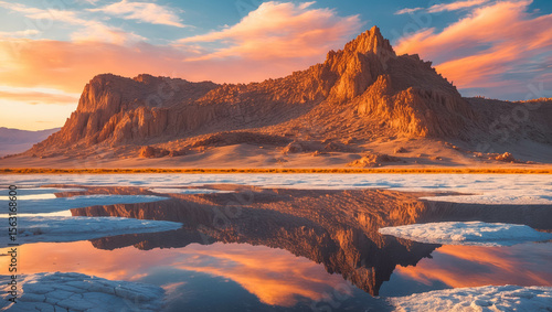 Stunning Sunset Reflection Over Rocky Mountain Landscape