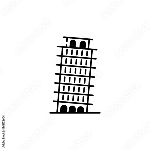 Pisa Tower icon design with white background stock illustration