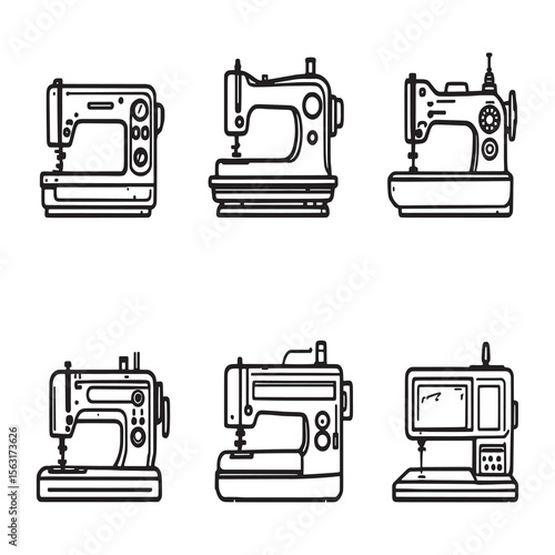 classic sewing machine line art vector illustration