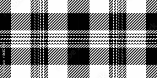 Stylish black and white plaid pattern.  Perfect for textile design, website backgrounds, or fashion projects. This classic, versatile graphic offers a timeless aesthetic with a modern feel.