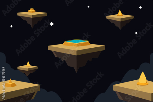 Floating Islands A Surreal Space Landscape Illustration