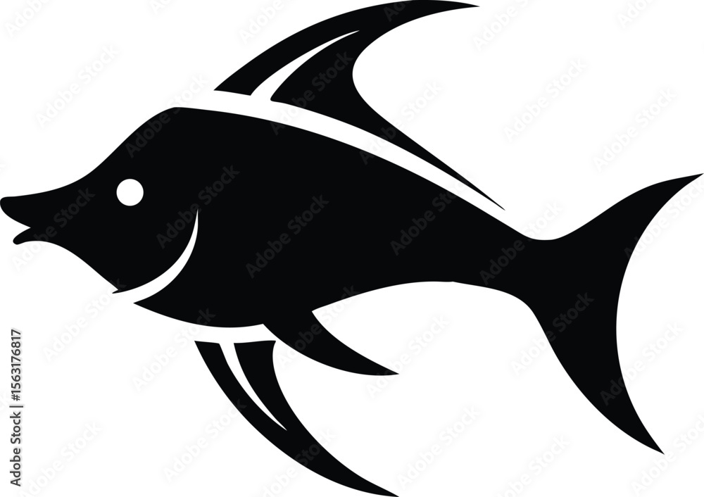 Obraz premium Fish silhouette, Fish silhouette set