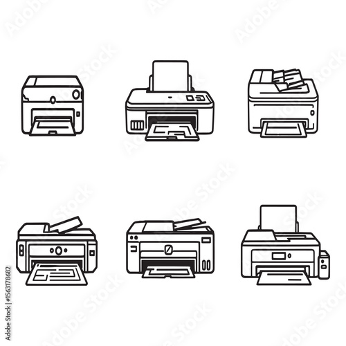 Clean vector outline of inkjet printer for graphic design