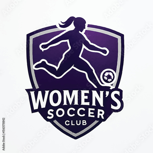 Women's Soccer Club Logo – Female Athlete Silhouette in Shield Emblem