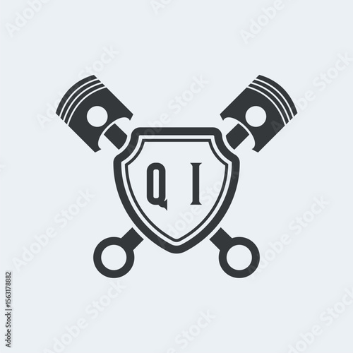 QI Initials Vektor Stok Otomotif Logo Design