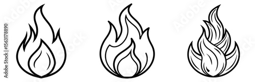 Isolated Flame Doodle Coloring Page - Fire Sketch Line Art for Kids and Adults