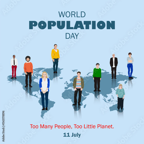 World Population Day 11 July I Business people team work Vector