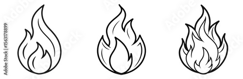 Isolated Flame Doodle Coloring Page - Fire Sketch Line Art for Kids and Adults