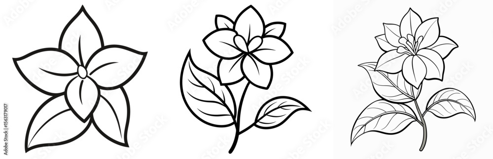 Jasmine Flower Coloring Page - Fragrant Blossom Line Art Outline for Kids and Adults Jasmine Flower Coloring Page - Fragrant Blossom Line Art Outline for Kids and Adults