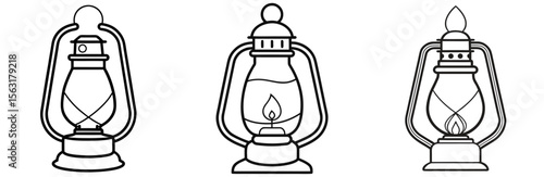 Kerosene Light Coloring Page - Vintage Lantern Line Art Outline for Kids and Adults