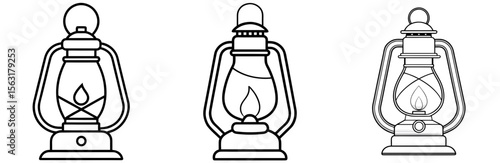 Kerosene Light Coloring Page - Vintage Lantern Line Art Outline for Kids and Adults