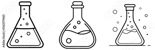 Laboratory Flask Coloring Page - Science Equipment Line Art Outline for Kids and Adults