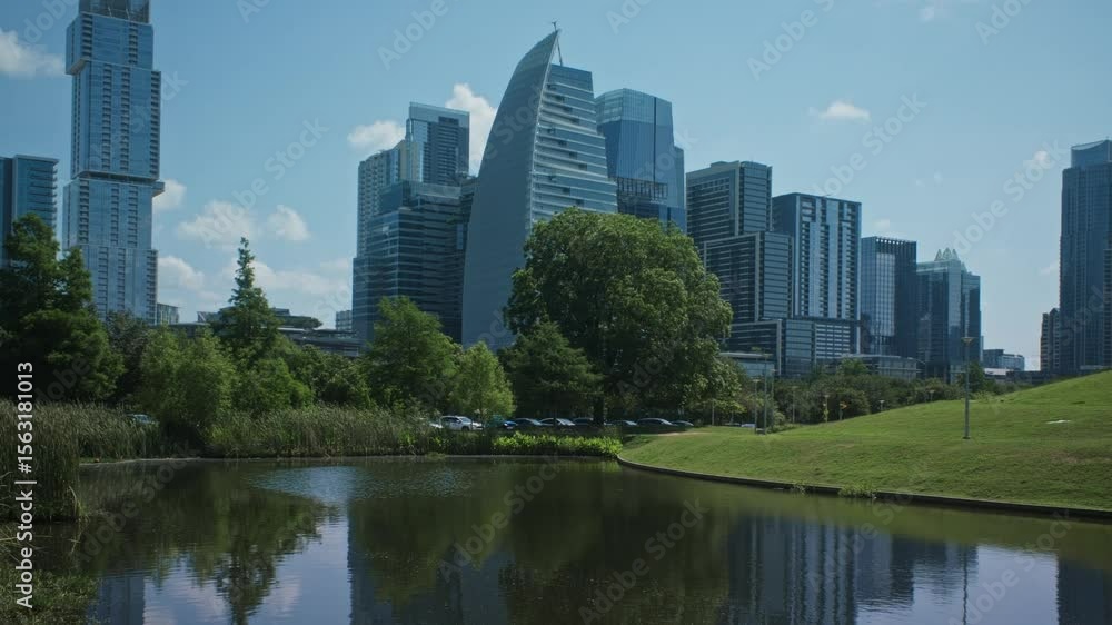 Central Park, New York City: iconic urban park with a stunning skyline, architectural reflections on the lake, and towering skyscrapers Central Park, New York City: iconic urban park with a stunning skyline, architectural reflections on the lake, and towering skyscrapers