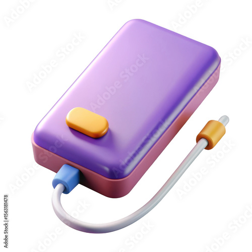 3d power bank isolated on transparent background