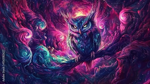 Wallpaper Mural Cosmic Owl T-Shirt Illustration Torontodigital.ca