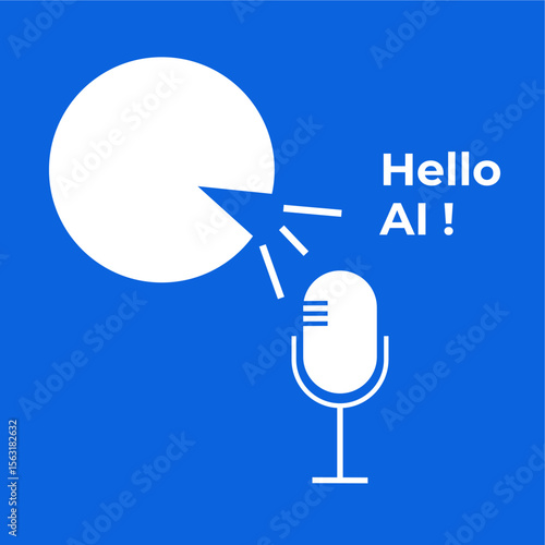 Vector illustration of a person
interacting with AI through voice,
demonstrating voice-based AI usage,
flat art design style.
