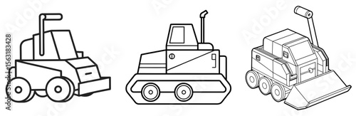 Paver Machine Coloring Page - Construction Equipment Outline Line Art for Kids and Adults