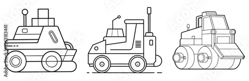 Paver Machine Coloring Page - Construction Equipment Outline Line Art for Kids and Adults
