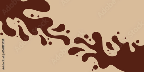 Coffee or chocolate liquid texture. Cocoa splash vector background. Abstract liquid brown waves illustration.