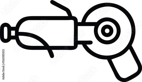 Angle grinder tool line art icon for construction and metalwork design