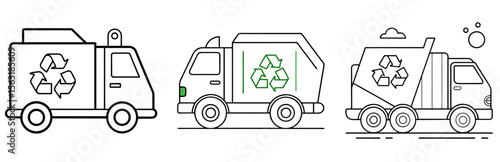 Recycling Truck Coloring Page - Waste Management Vehicle Line Art for Kids and Adults