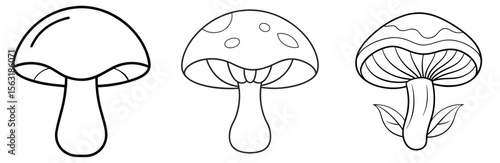 Reishi Mushroom Coloring Page - Medicinal Fungi Line Art for Kids and Adults