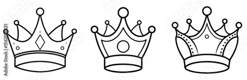 Royal Crown Coloring Page - Regal Tiara Line Art Outline for Kids and Adults