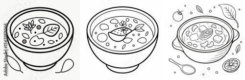 Russian Borscht Soup Coloring Page - Traditional Beet Soup Line Art for Kids and Adults