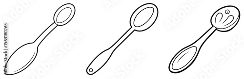 Spoon Coloring Book Page - Outline Vector Line Art Design